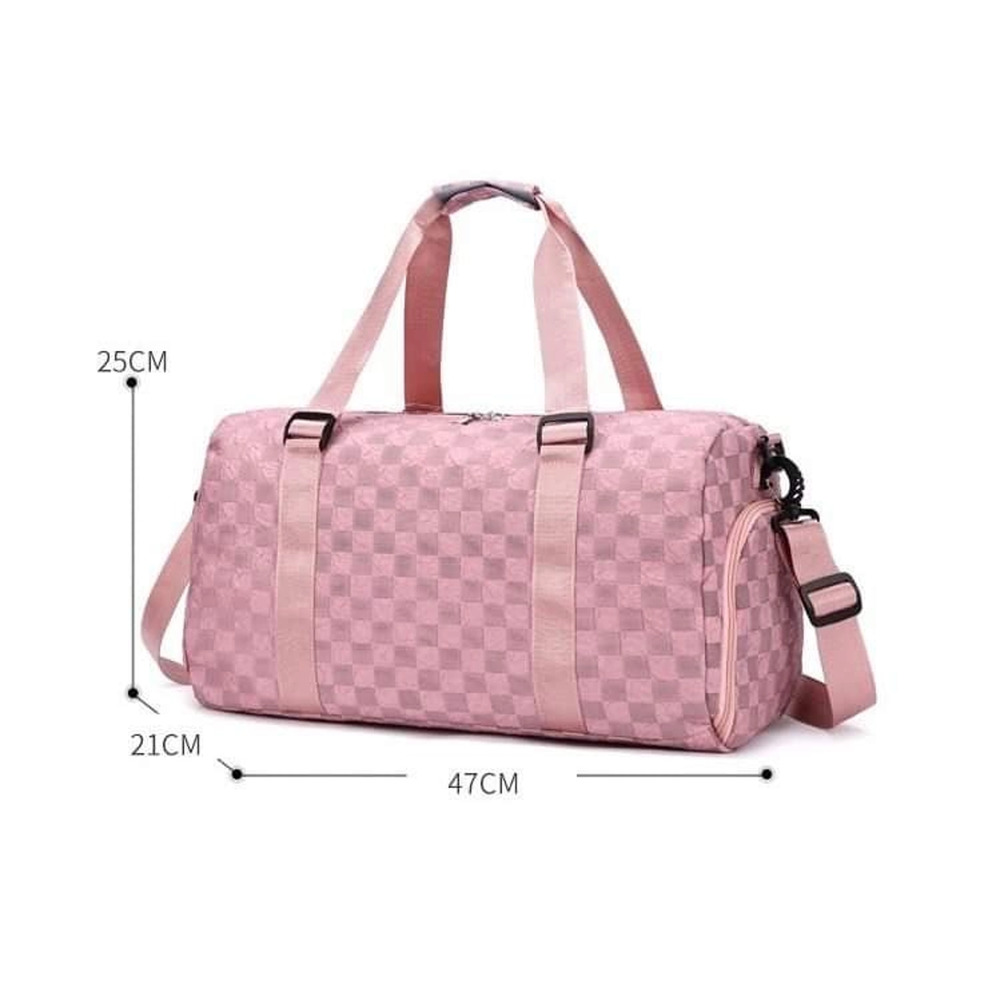 Textured Checkered Travel Duffel Weekender Pink - Picture 8 of 9